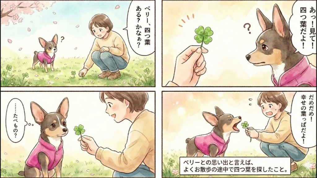 ベリーとの思い出四つ葉のクローバー